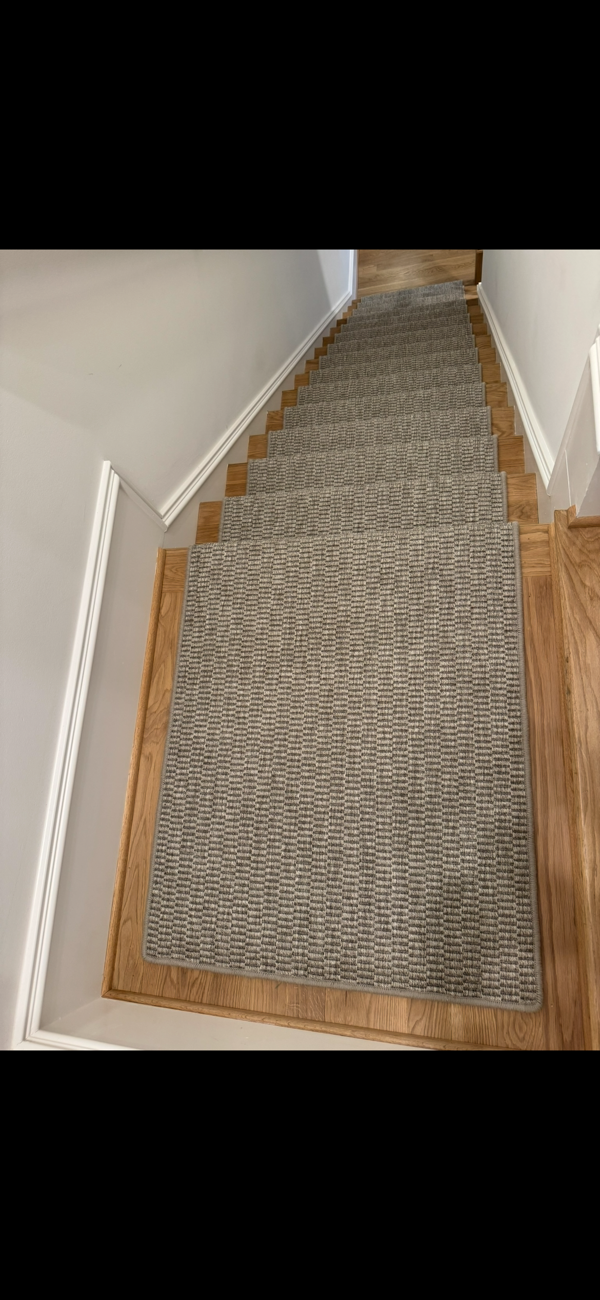 Beautiful custom stair runner after professional installation by Underfoot Design Atlanta - project 2