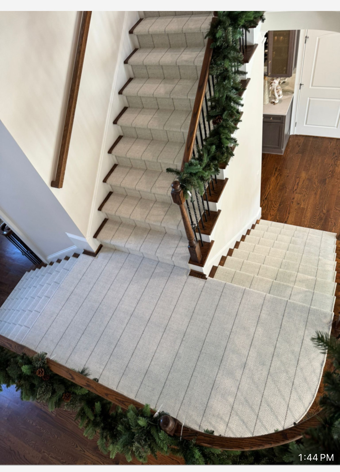 Gray plaid runner with matching foyer entry rug
