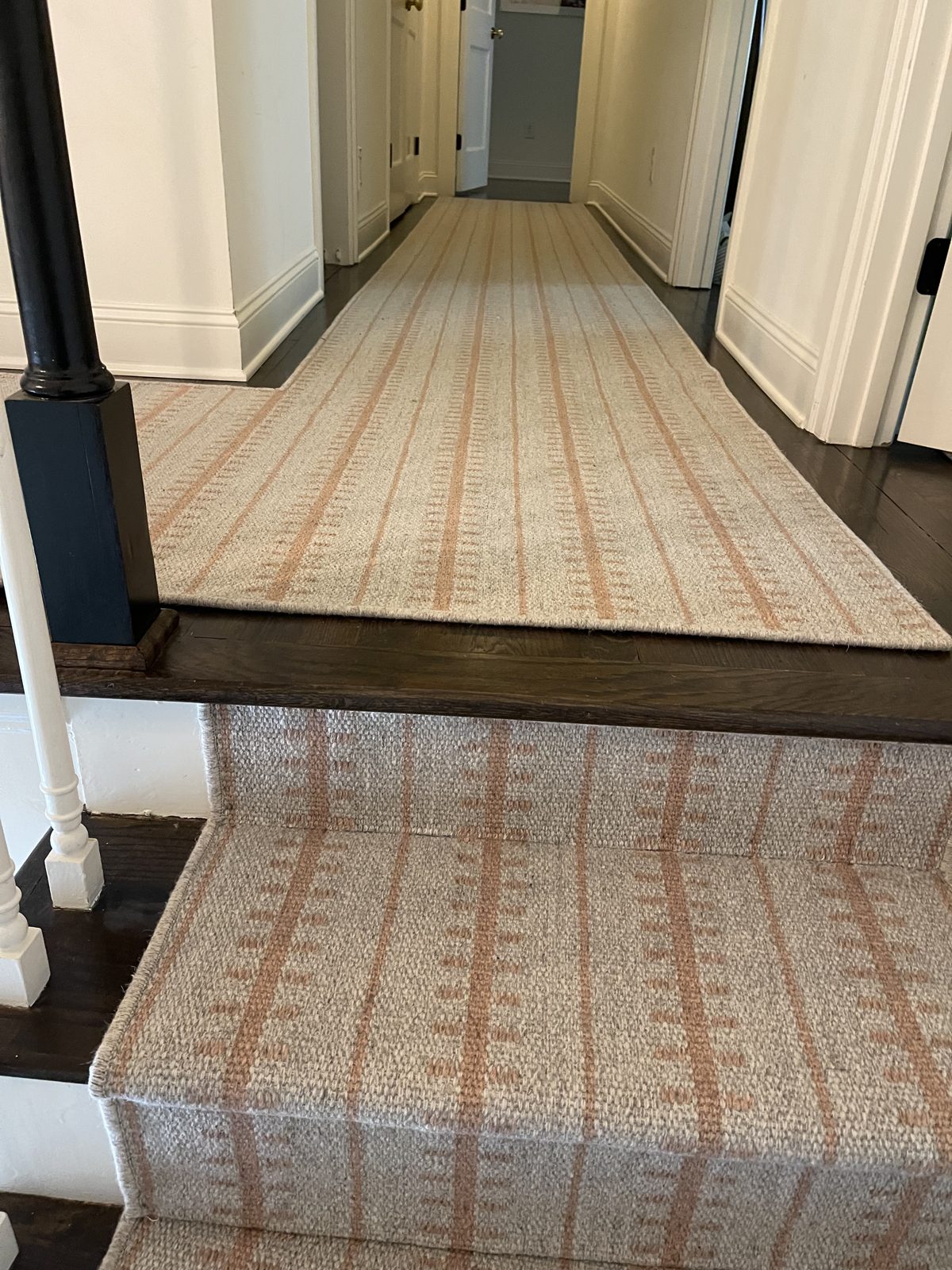 Red and tan striped hallway runner