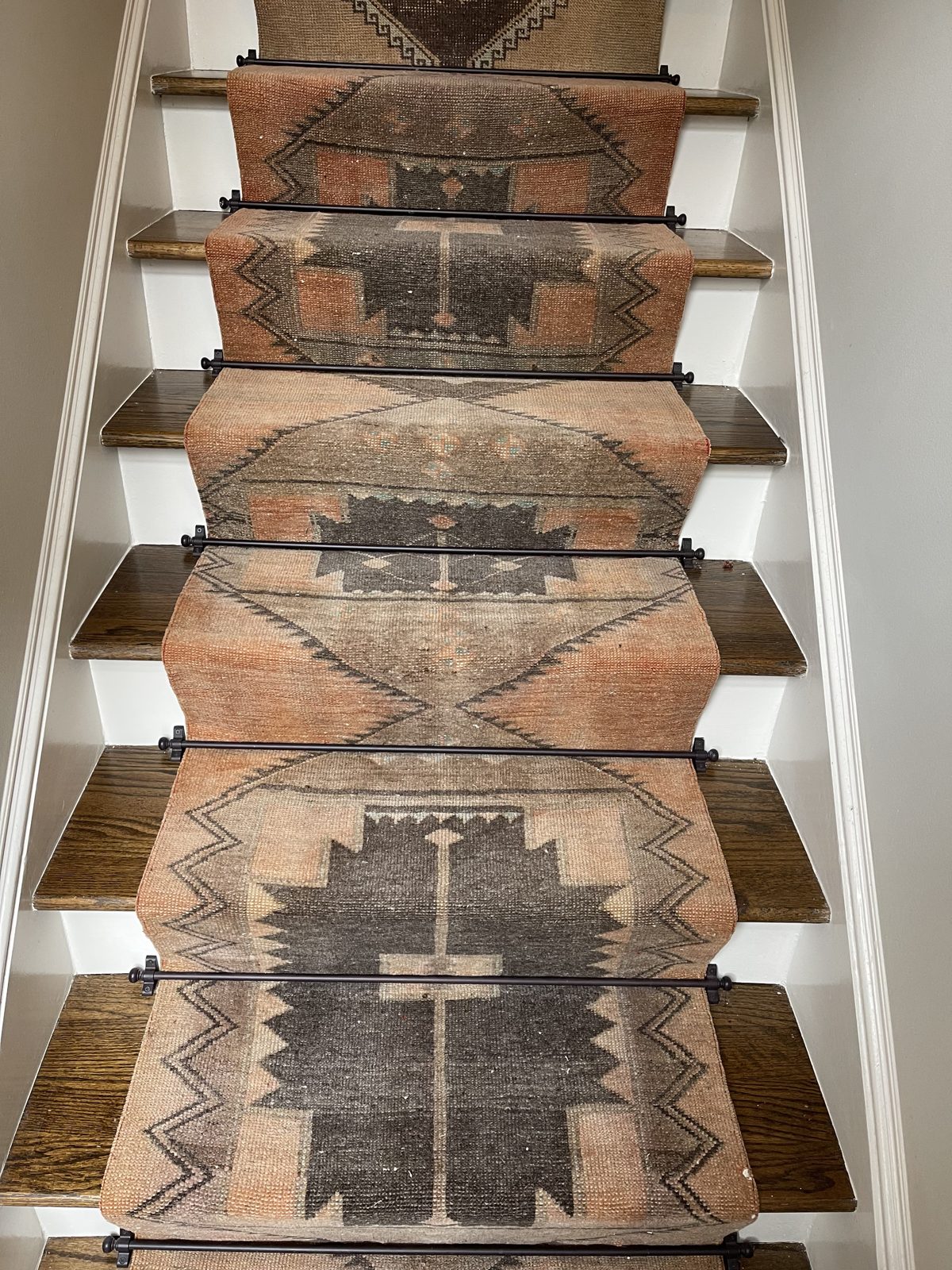 Bold Southwestern patterned stair runner